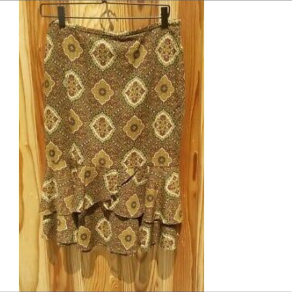 Loft paisley ruffle skirt